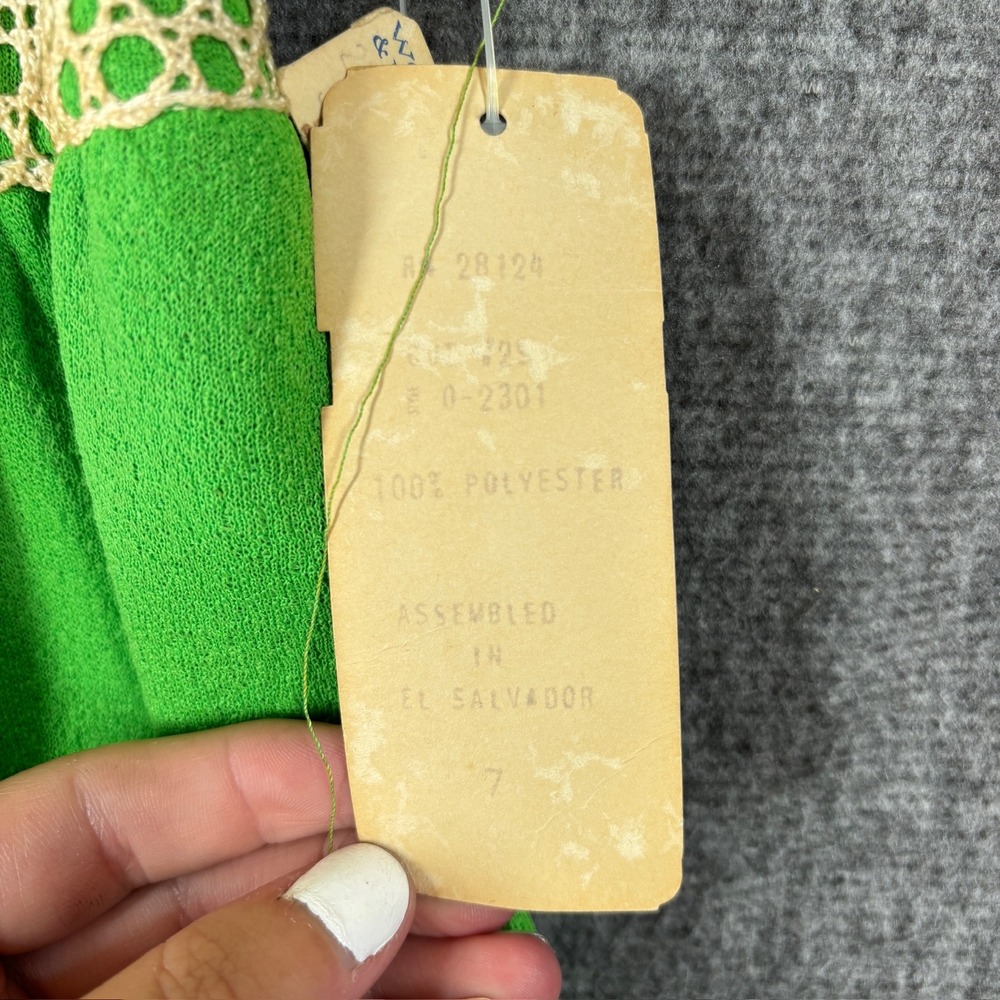 NWT Joni Girl of California Vintage 70s Green Lace Empire Waist Maxi Dress 7 - Picture 4 of 9